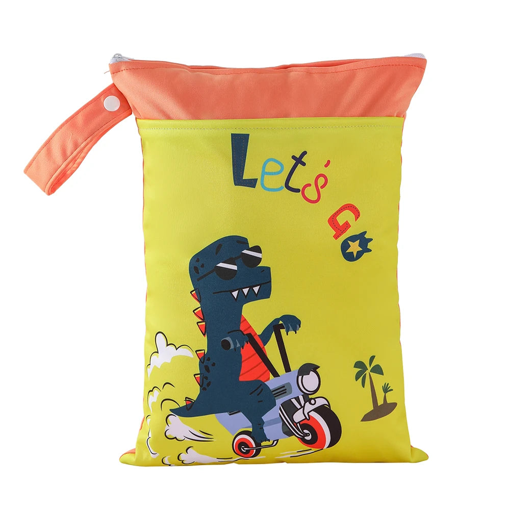 Kappababy™ 1PC Cute Dinosaur Fox Bear Prints Wet Dry Bags for Diapers