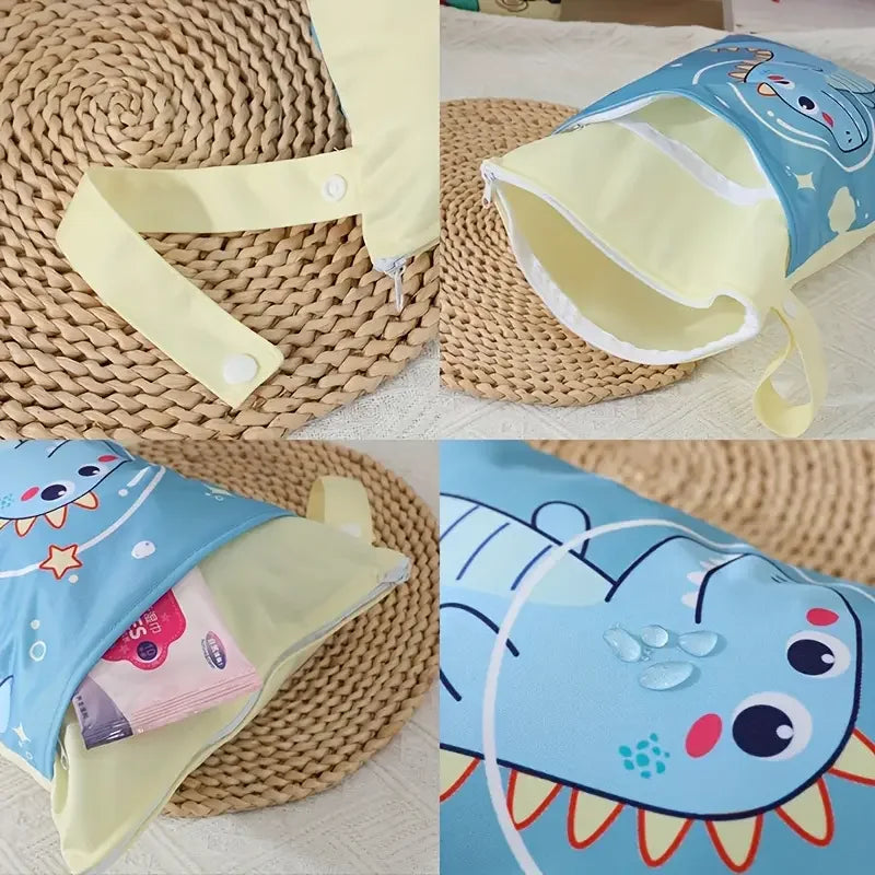 Kappababy™ 1PC Cute Dinosaur Fox Bear Prints Wet Dry Bags for Diapers