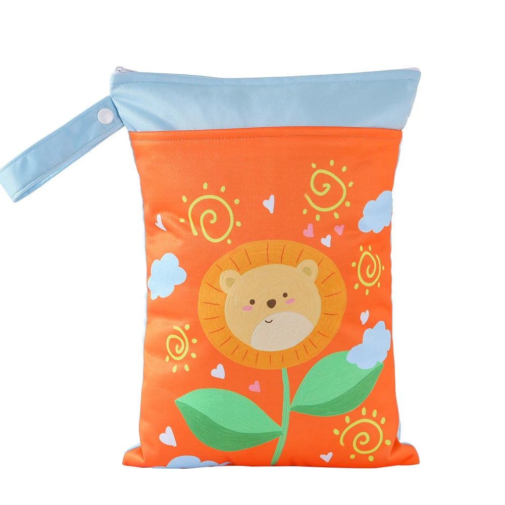 Kappababy™ 1PC Cute Dinosaur Fox Bear Prints Wet Dry Bags for Diapers