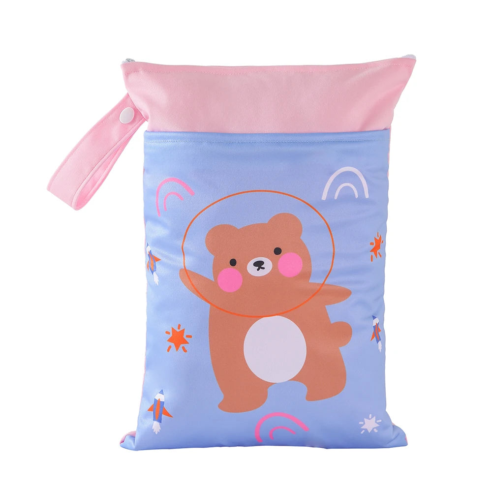 Kappababy™ 1PC Cute Dinosaur Fox Bear Prints Wet Dry Bags for Diapers