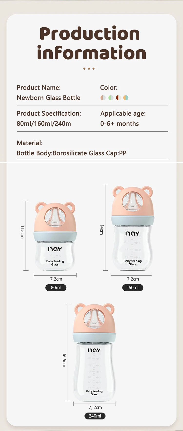 Kappababy™ 0-3 Month Glass Bottle Newborn Glass Feeding Bottle