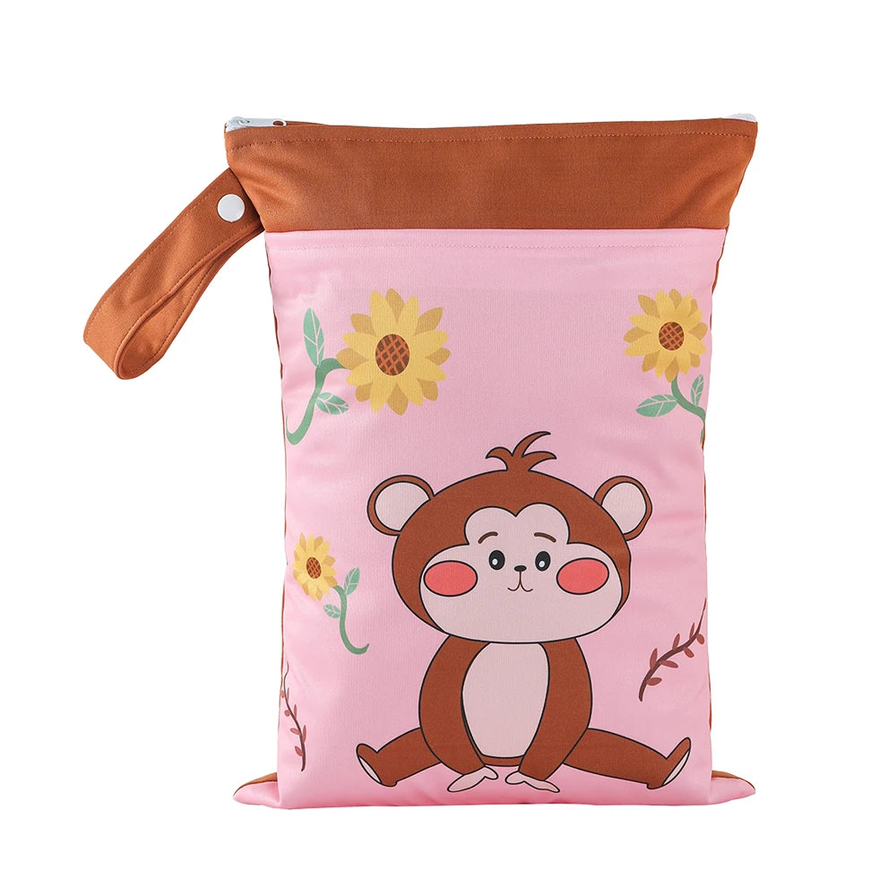 Kappababy™ 1PC Cute Dinosaur Fox Bear Prints Wet Dry Bags for Diapers